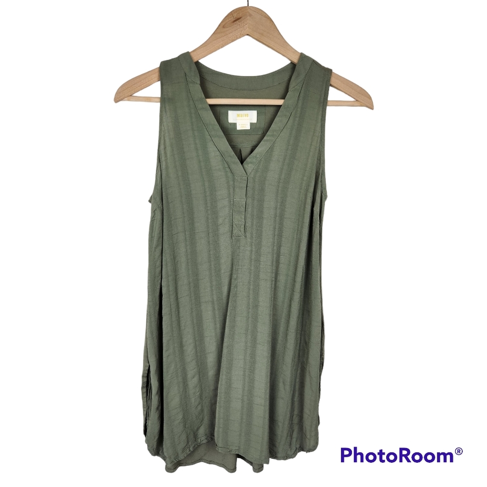 Maeve Anthropologie Olive Green V Neck Tank Top Shirt Sz XS